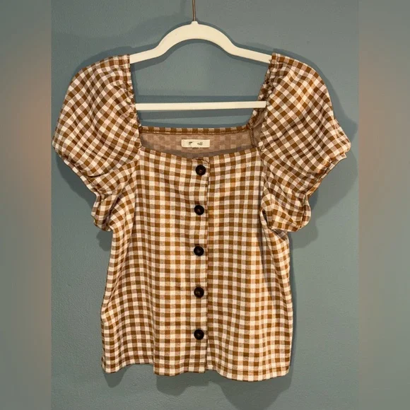 Madewell Gingham Blouse sz Med - Picture 5 of 9
